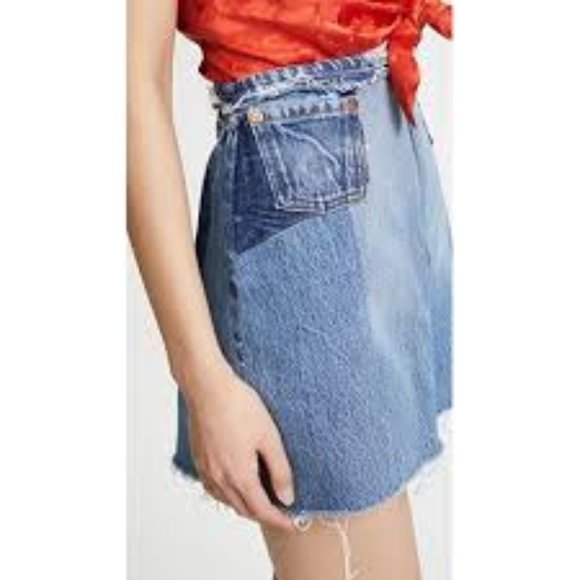 SOLD Re/Done Raw Edge Denim Mini Skirt - Picture 2 of 7
